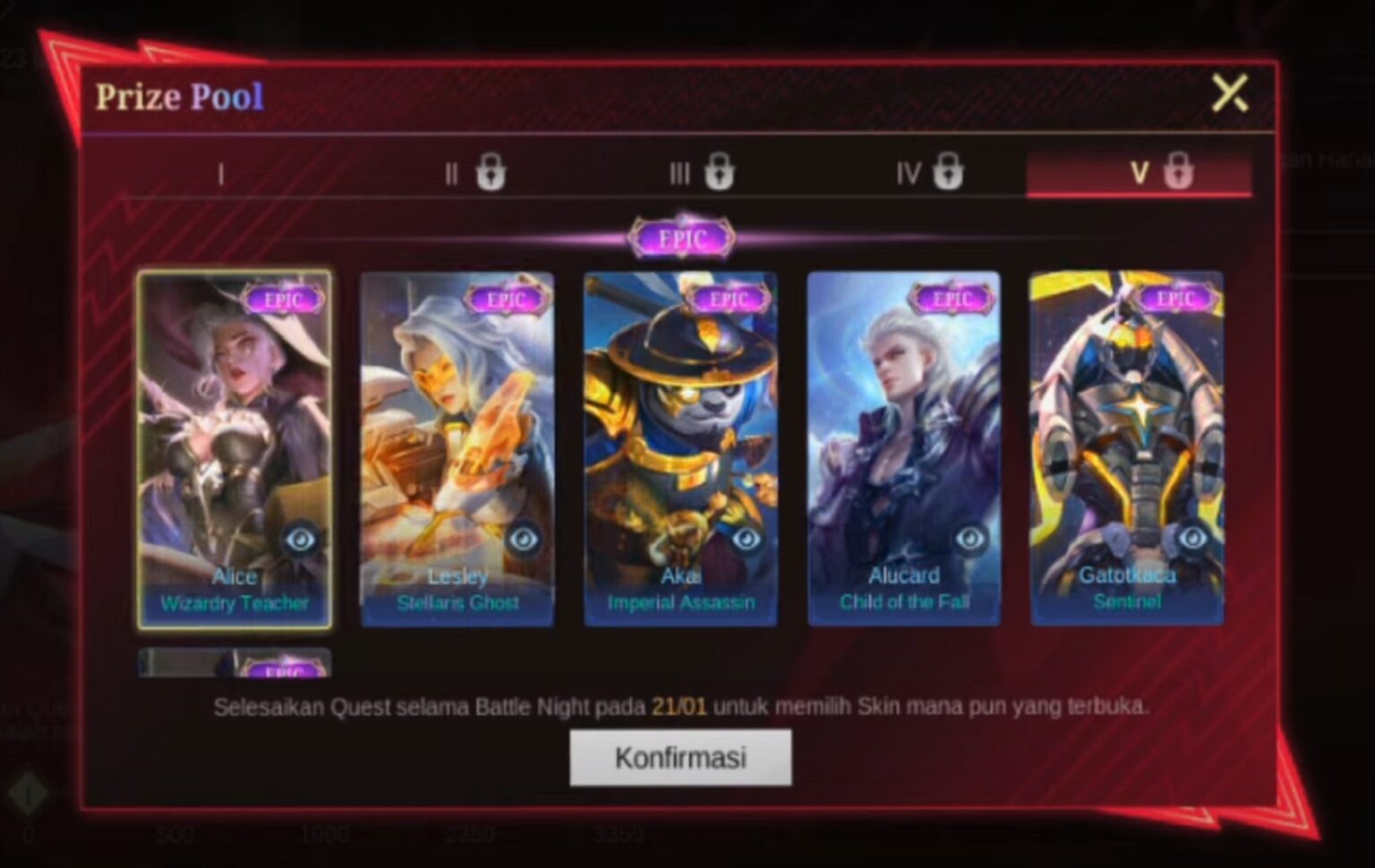 Kapan Rilis Event M5 Battle Night Skin Chest Mobile Legends (ML