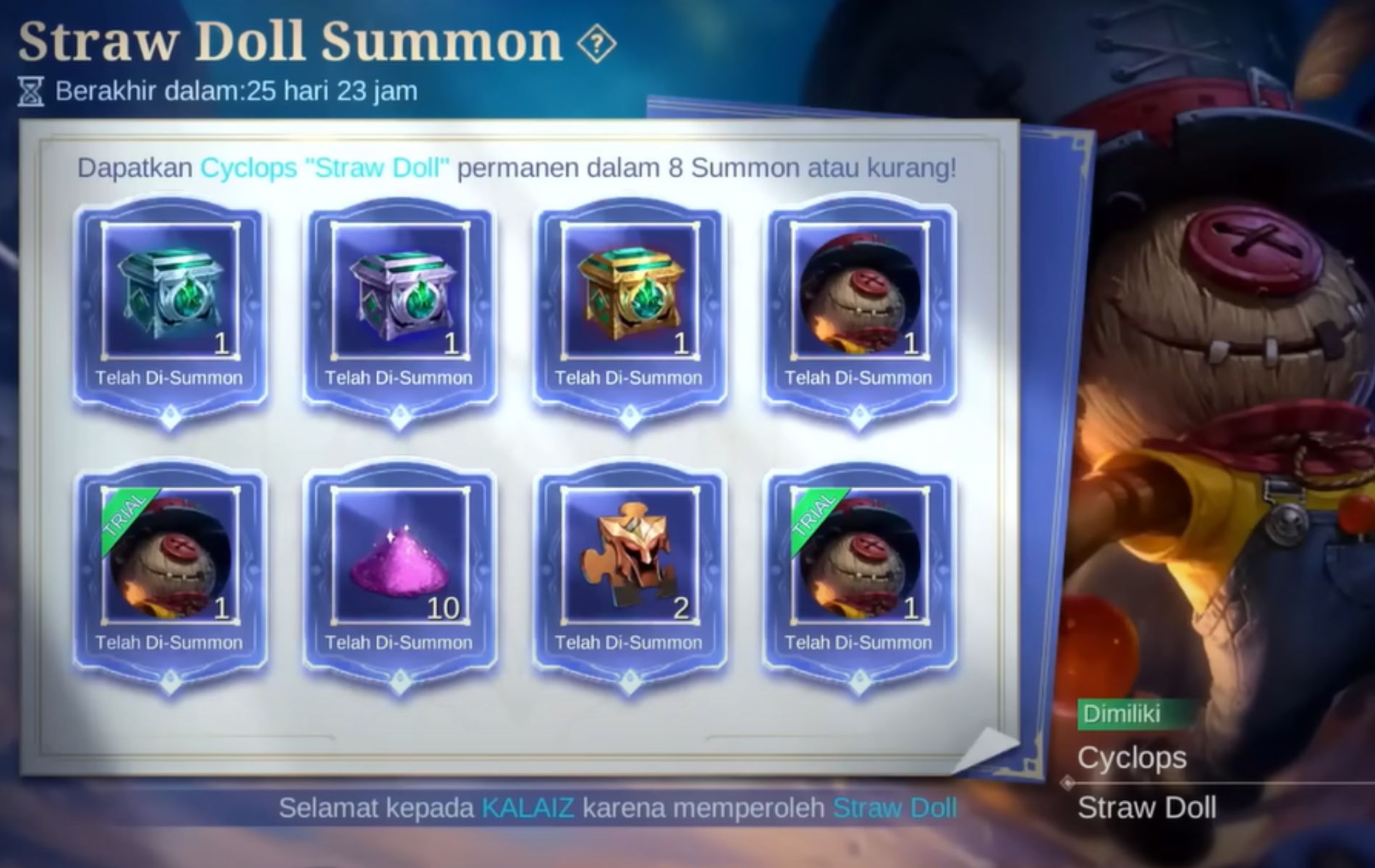 Straw Doll Summon Pattern in Mobile Legends (ML)? Esports